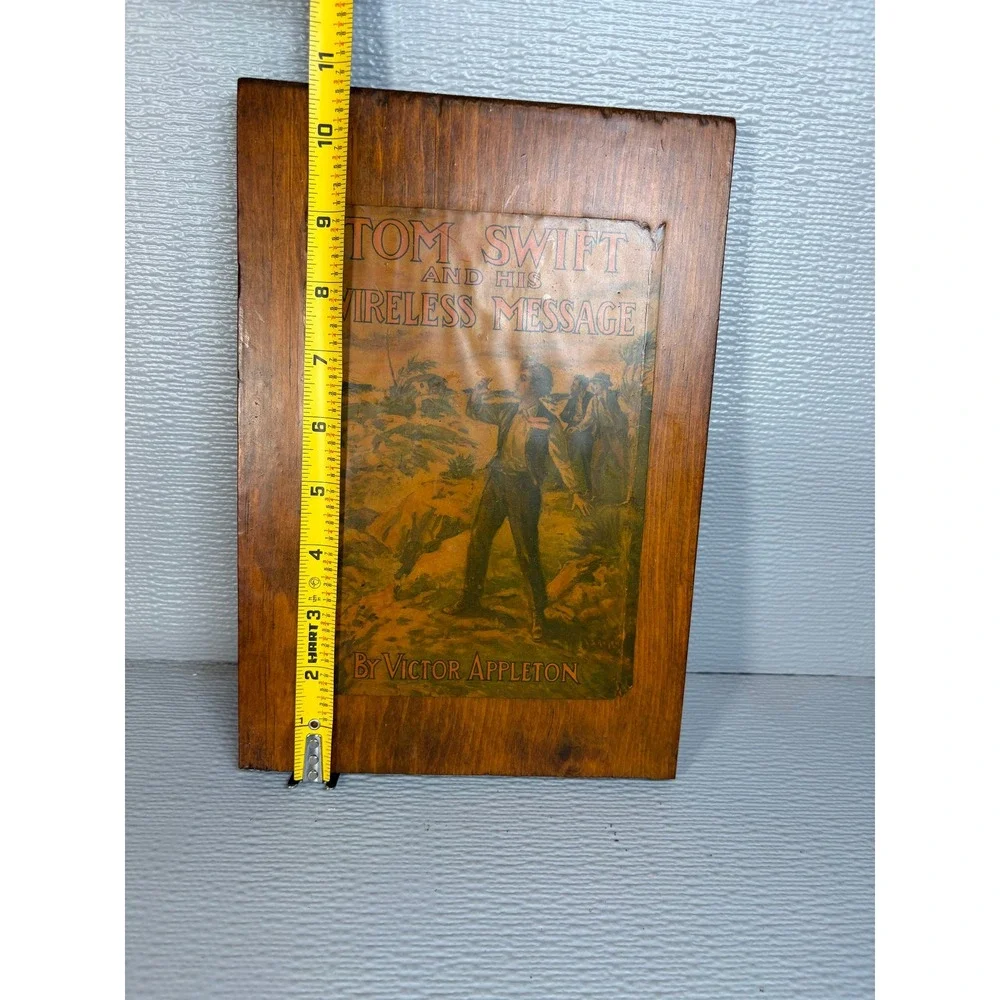 Vintage Tom Swift and His Wireless Message Wood Wall Plaque Victor Appleton Art‎